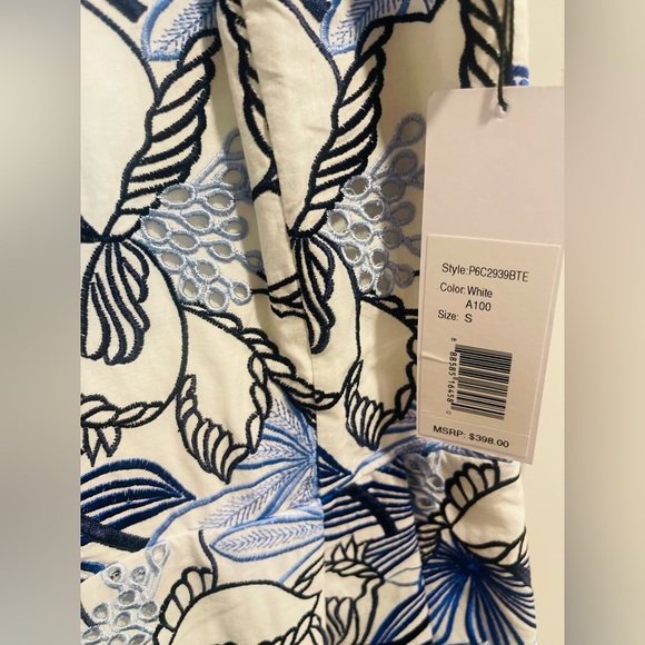 NWT! PARKER 'Jacquel' ~ White & Blue Floral Pleated A-Line
Party Dress, Sz Small - Picture 3 of 14